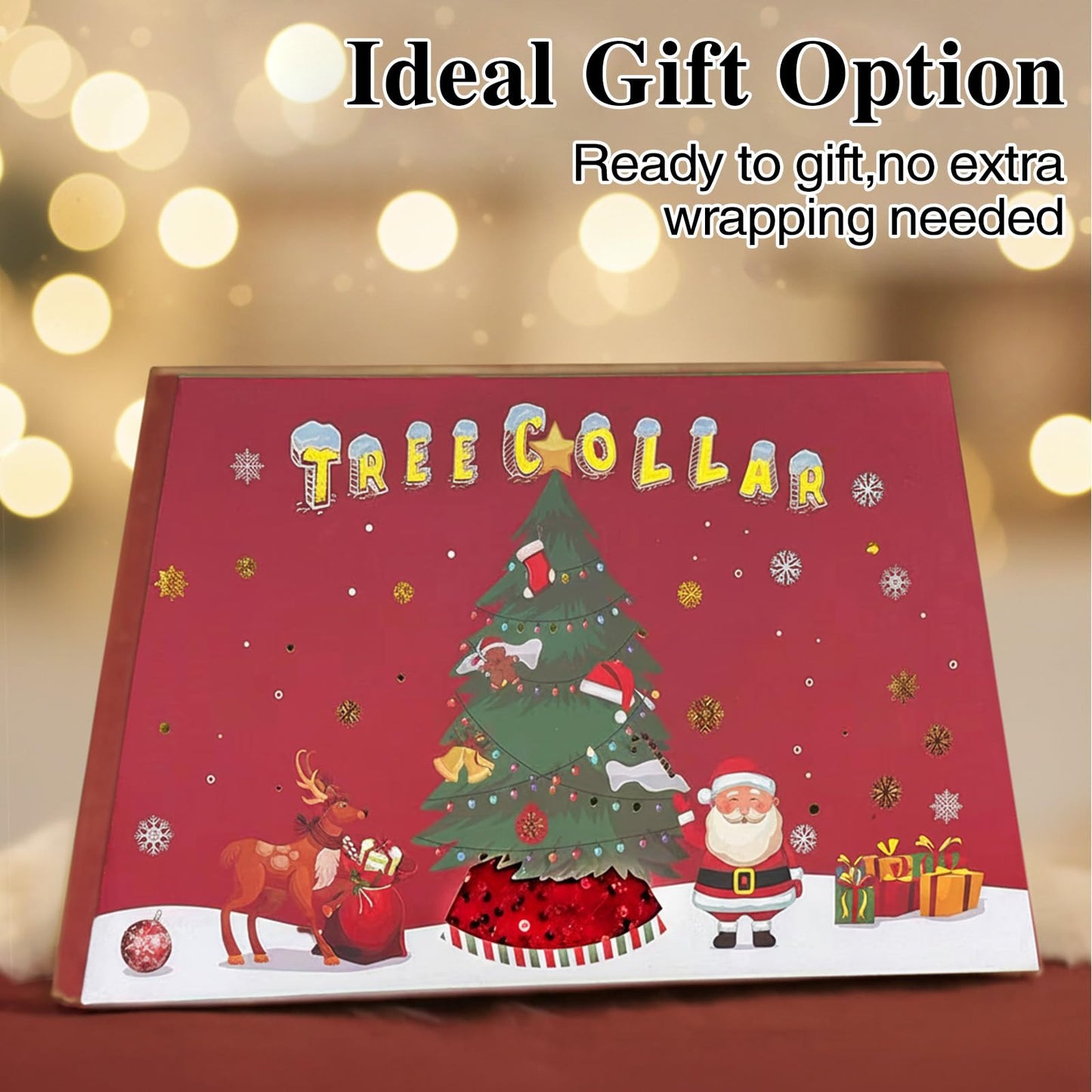 XmasExp Christmas Tree Collar 33.5 inch Sequin Tree Skirt for Christmas Holiday Home Decor Xmas Tree Ring Stand Base Cover Large Size 6 Piece Silvergrey