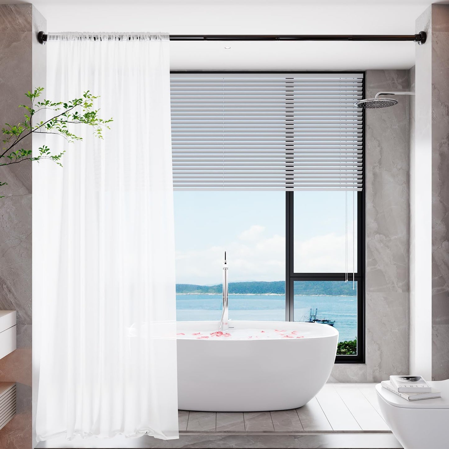 YASONIC Adjustable Shower Curtain Rod - 26 to 84 Inch | Durable & Easy to Install