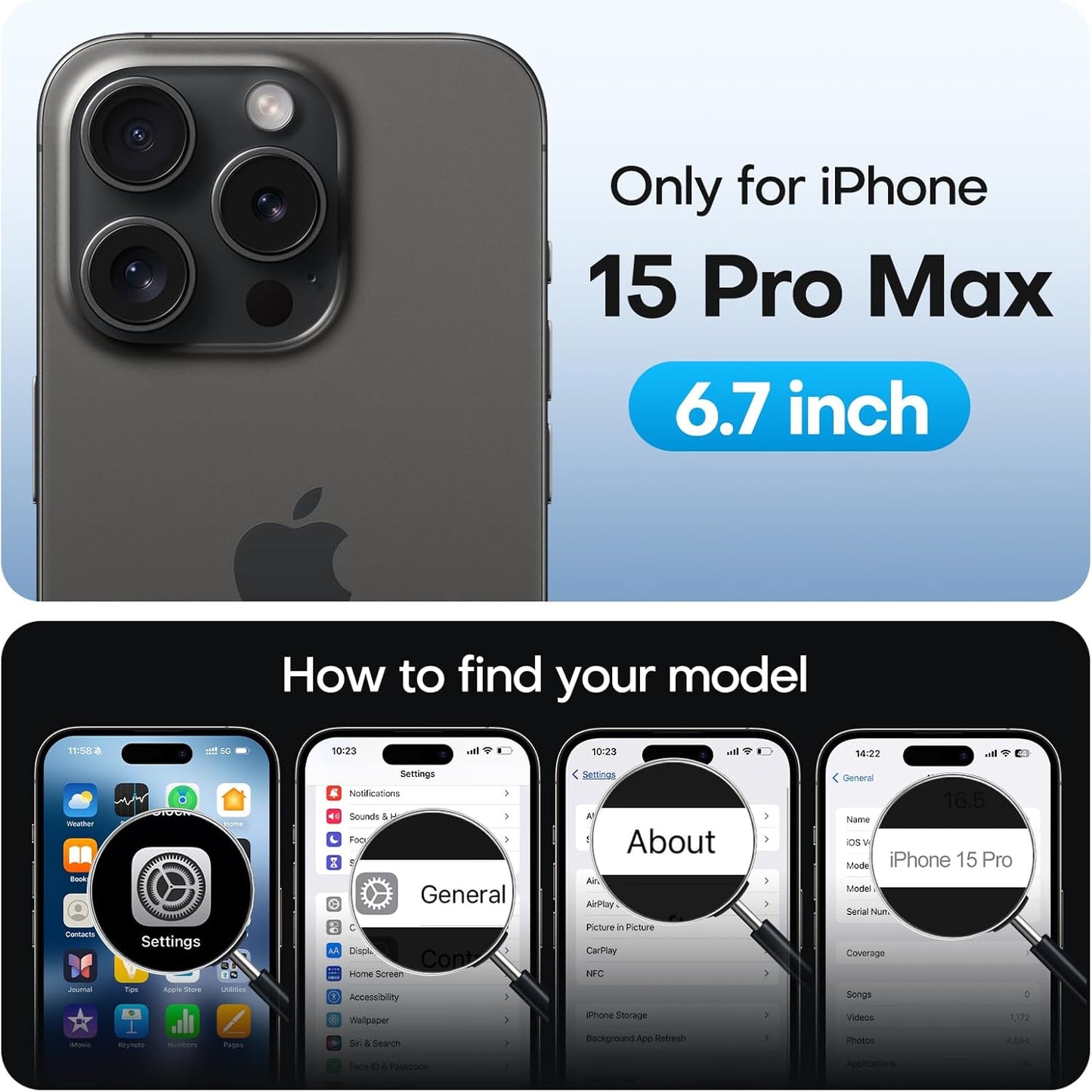 4 1 15 3 Pack 1 9H 15 TAURI in for iPhone Pro Max Screen Protector, Tempered Glass Film + Dust Free Easy Installation
