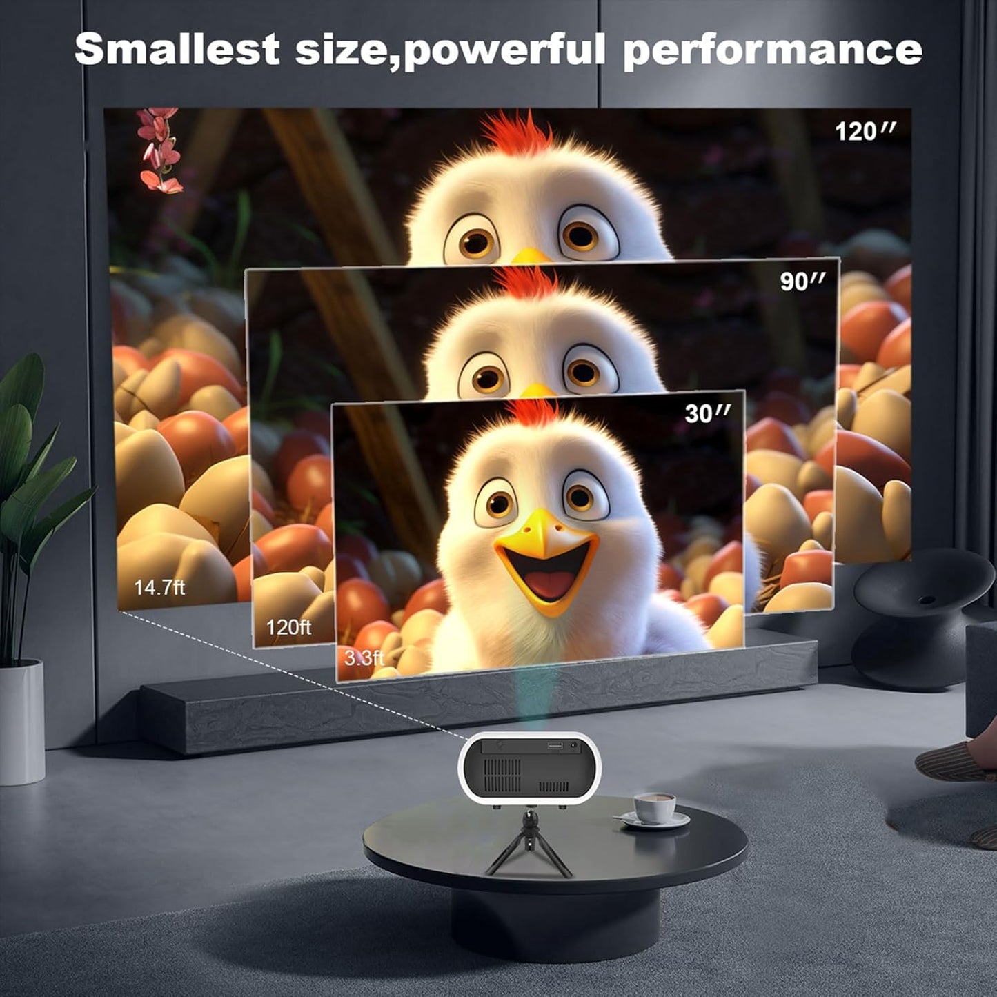 Chicdaze 1080P, 150ANSI, 26"-120" W70 Mini Projector, Portable Projector Support Full HD Movie Projector with Bult