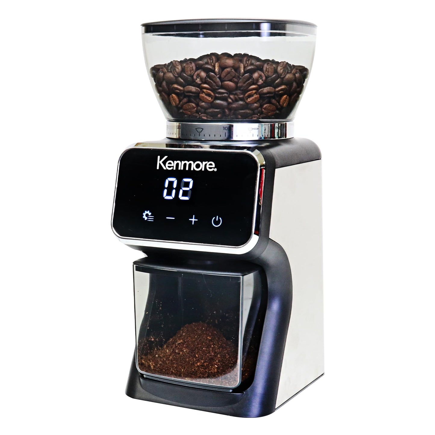 Kenmore Conical Burr Coffee Grinder - Electric Maquina de Moler Café for Espresso, French Press, Drip, Adjustable Grind Size, Bean Mill, Digital Control, Spice Grinding, Home Use