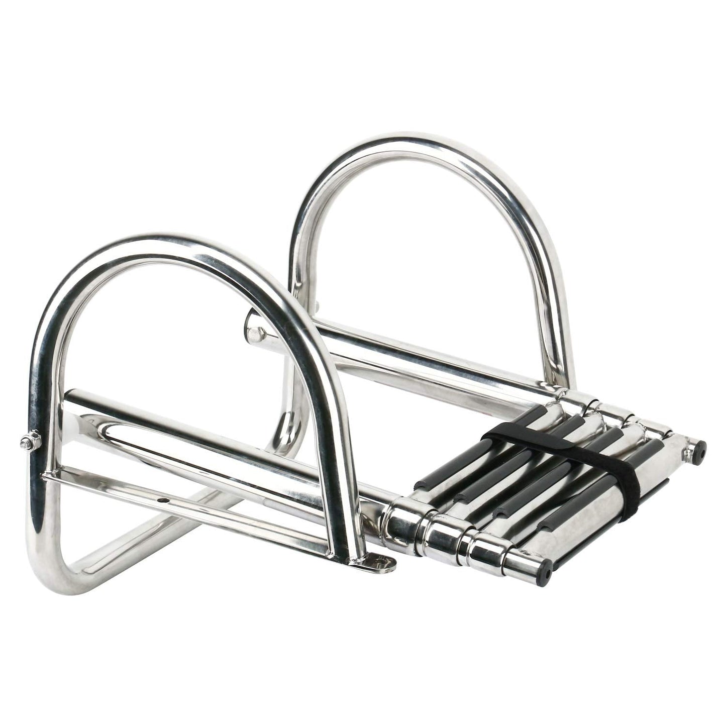 Amarine Made 4 Steps Boat Ladder Folding Pontoon Boat Ladder Stainless Steel Telescoping Dock Ladder 550lbs Capacity for Marine Swimming Pool Lake