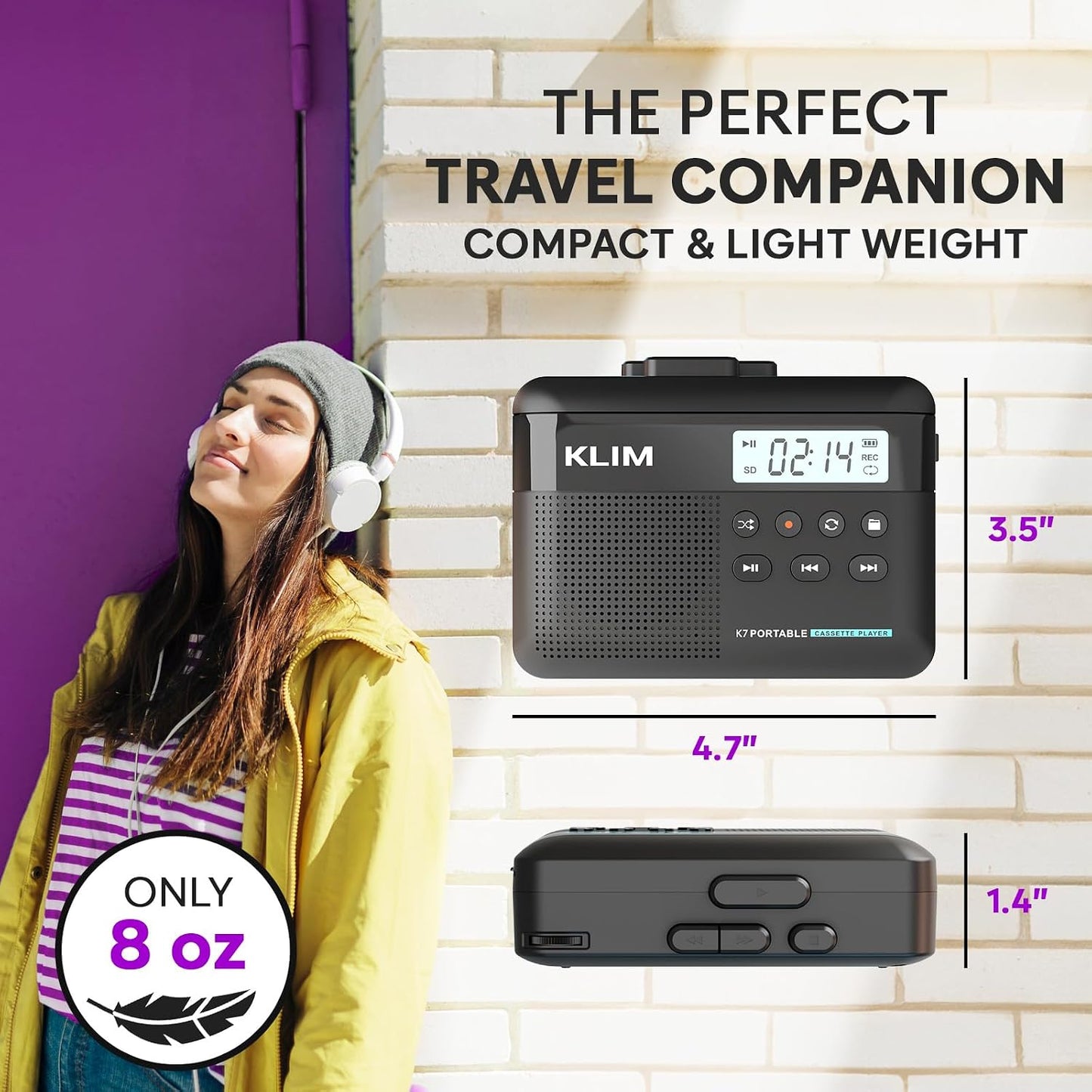 K7 Cassette Cassette MP3 Cassette 32GB KLIM Tape Player + to Converter + Portable Player + Built-in Microphone