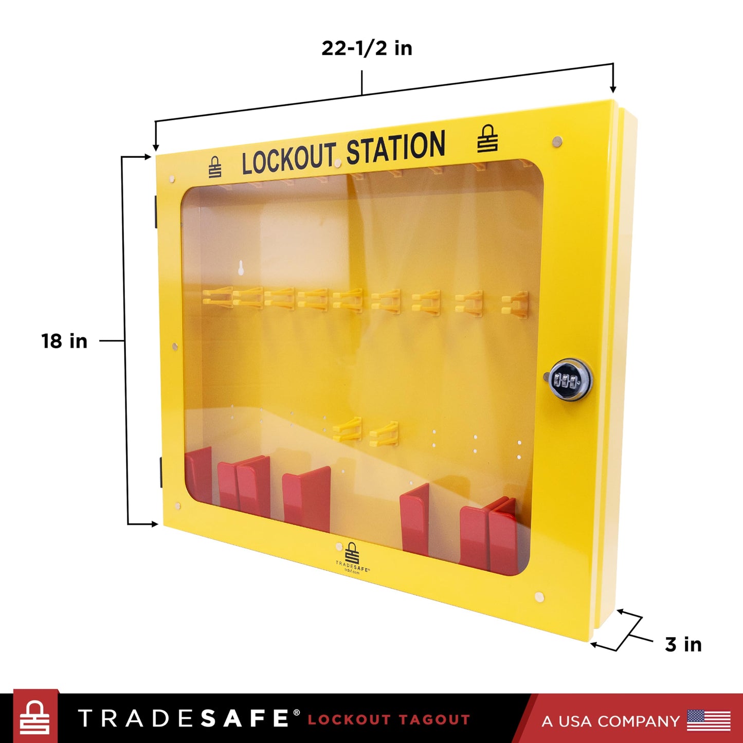 TRADESAFE Lockout Tagout Station, Lock Out Tag Out Station Unfilled - No Loto Devices Included, Wall Mount Loto Kit Cabinet, Lockout Station 22-1/2 x 18 x 3 inches