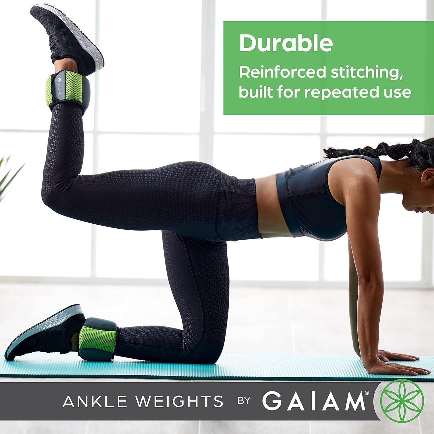 Gaiam Wrist and Ankle Weights, Wearable Bracelet to Strengthen, Tone & Sculpt, Adjustable Ankle Weights for Women & Men for Yoga, Dance, Pilates, Barre, Cardio, Home & Gym Use - 2LB PAIR - RETRO BLUE