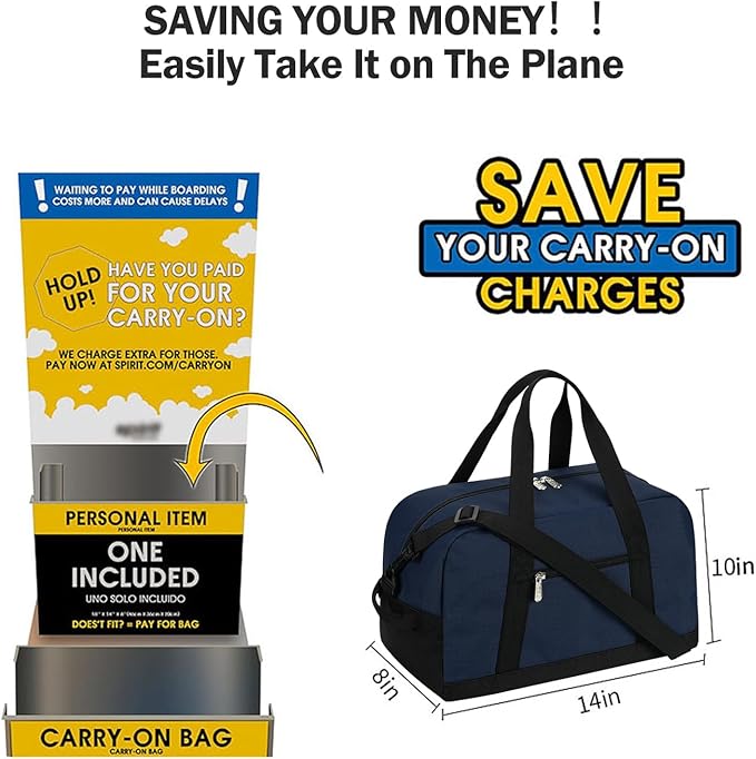 Small Gym Bag 14 inch lightweight Carry On Mini Duffel Bag for Travel Sport - Navy Blue
