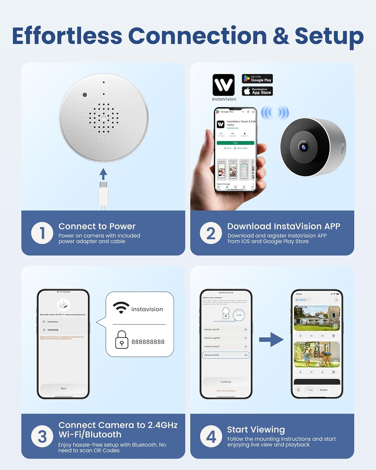 AKINGUAR 3MP 2K WiFi6 24/7 Window Camera, Indoor Camera for Home Security, with Full-Color Night Vision, AI