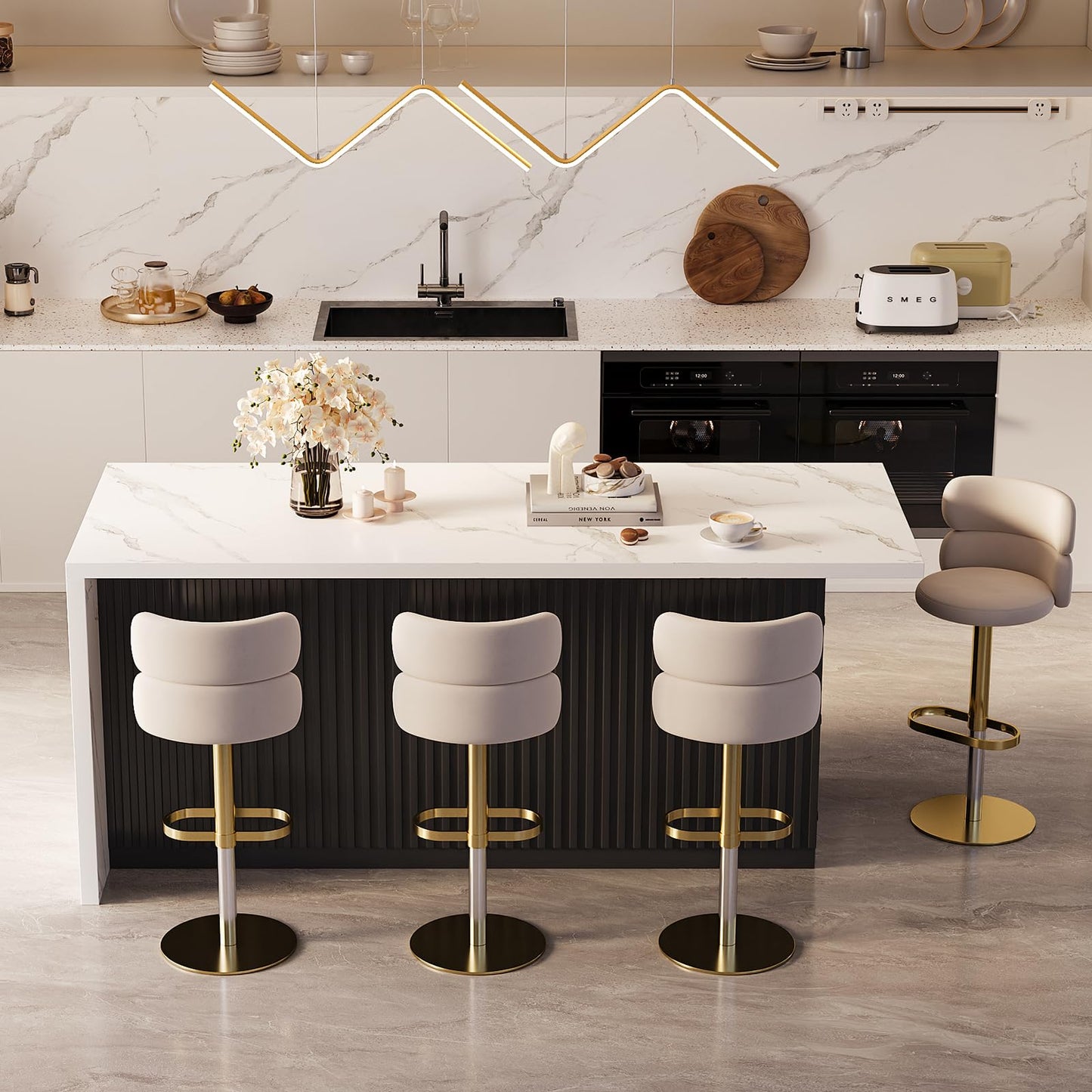 homary Kitchen Island with Storage & Wine Rack, 72" Modern Black Kitchen Cabinet with Wood Top, Large Fixed Island with 3 Drawers & 6 Adjustable Shelves, Without Bar Stools