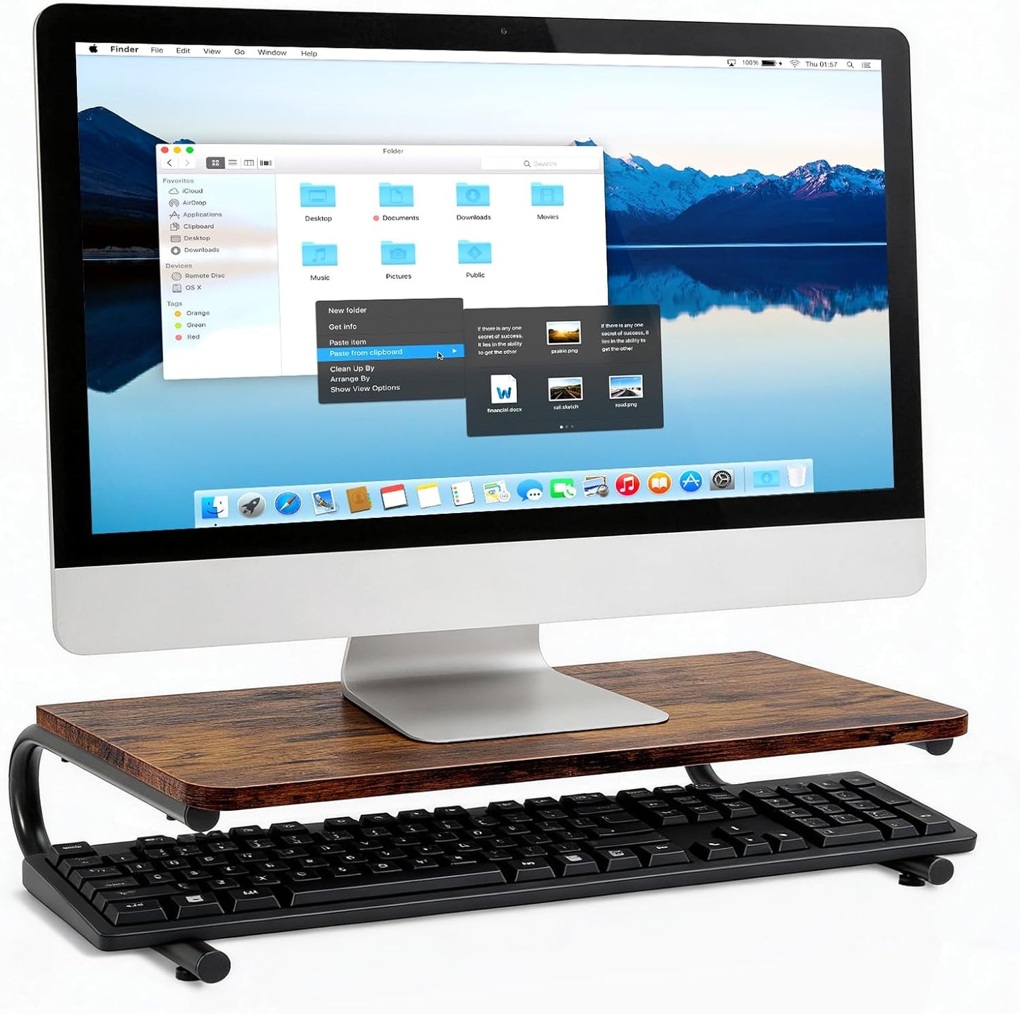 ARCOBIS Monitor Riser for Desk, Wood & Metal Computer Monitor Stand, Laptop, PC, Printer Stand Riser, Rustic Brown