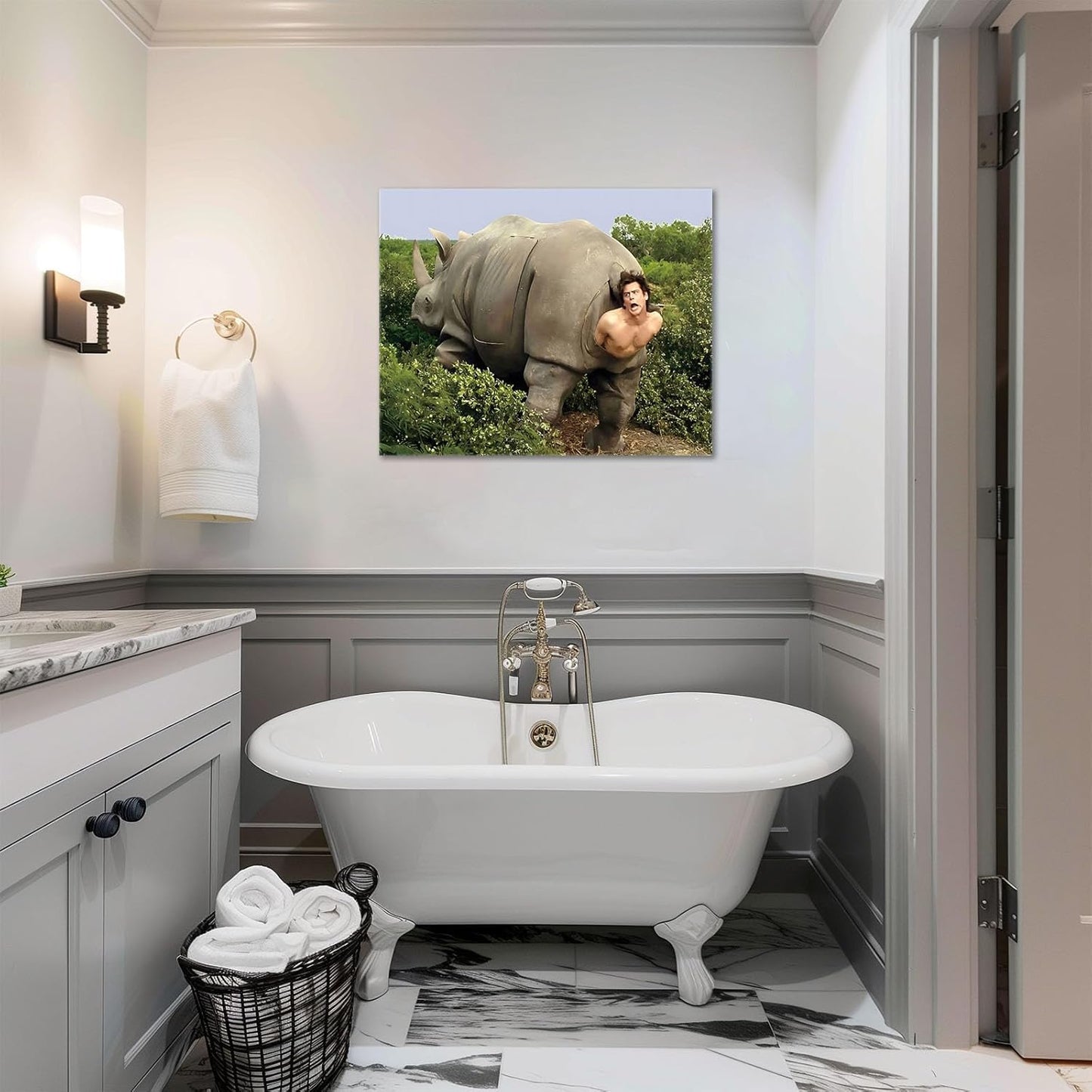 VYPEROCK Funny Canvas Wall Art - Retro Ace Ventura Humor Poster for Bathroom | 8x10 Inch