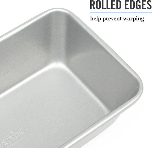 Martha Stewart Gallen 9-Inch Nonstick Carbon Steel Loaf Pan - Durable Bakeware for Bread, Meatloaf & Cakes