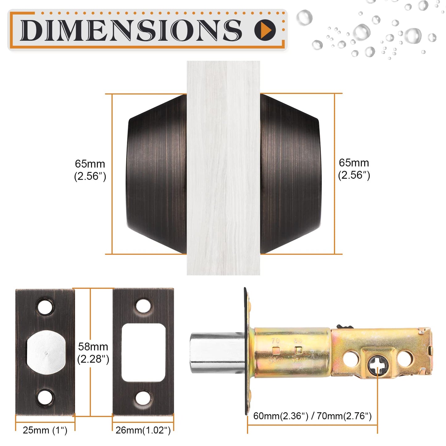 Probrico Oil Rubbed Bronze Round Double Cylinder Deadbolt Lock, Keyed Both Side Door Lock, Keyed Alike Combo 4 Pack