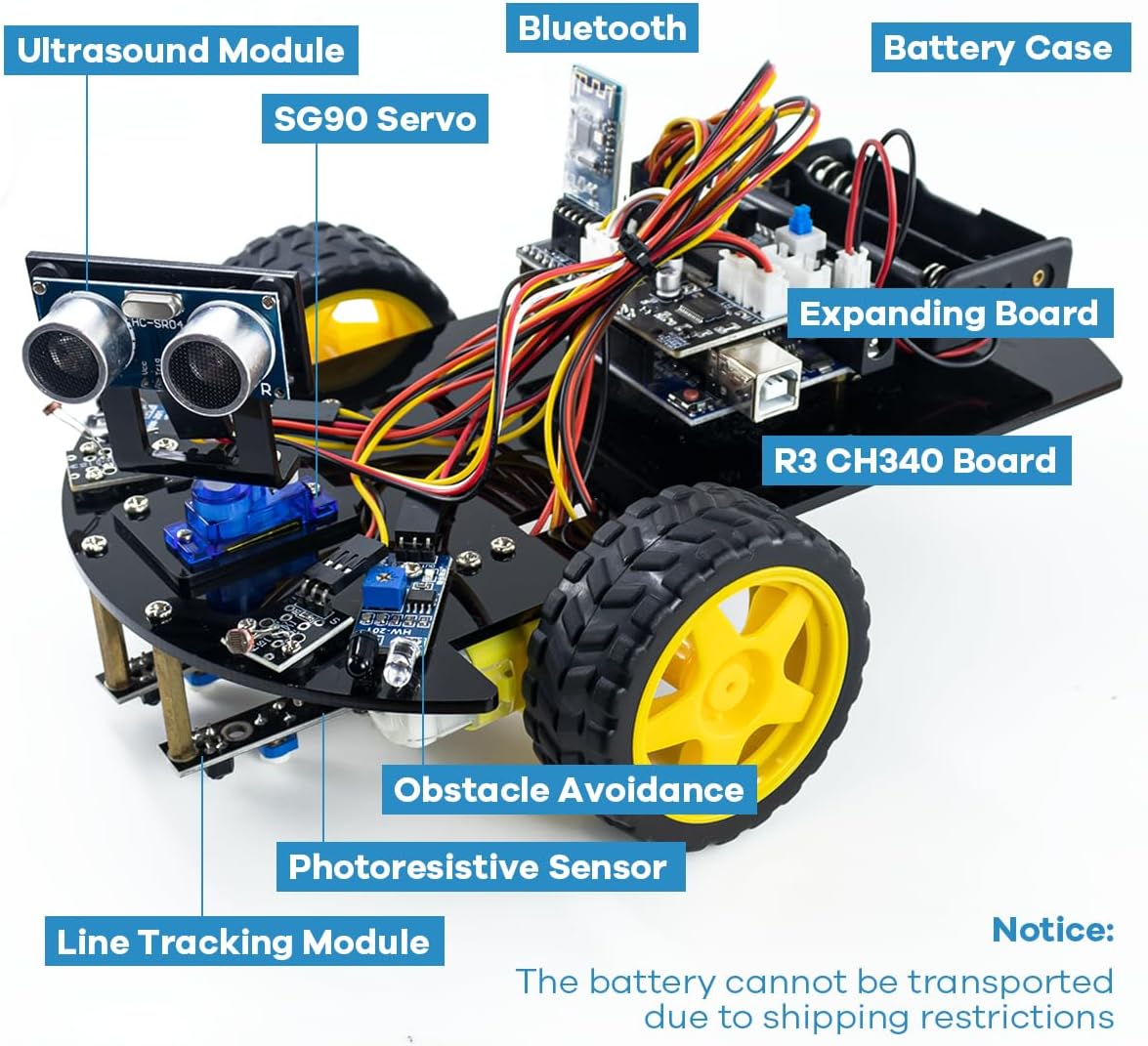 LAFVIN 2WD V2 Smart Robot Car Chassis Kit Ultrasonic Module,Line Tracking Module,IR Remote Control Compatible