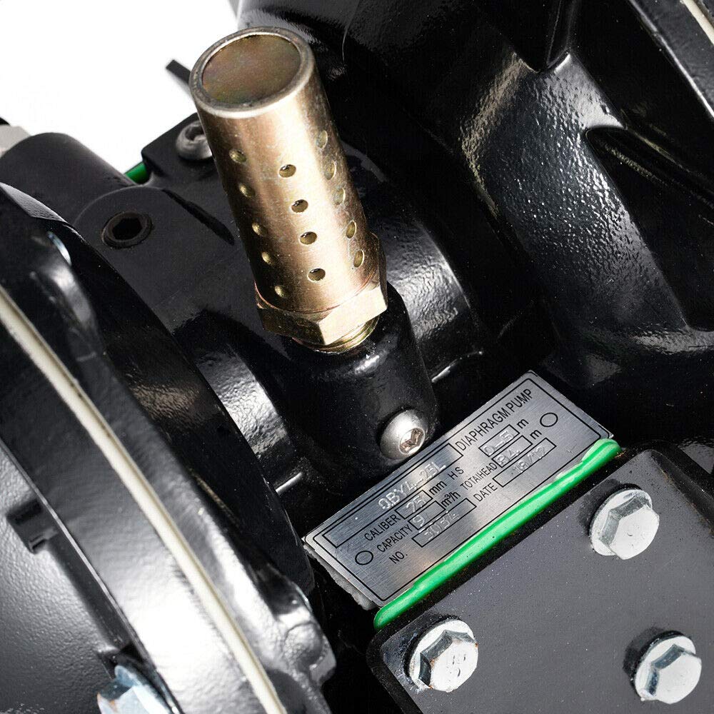 Cozyel Air-Operated Diaphragm Pump Double Diaphragm Pump 1 inch Inlet & Outlet, Dual Diaphragm Air Pump Aluminum 35 GPM Max 120PSI, Nitrile Diaphragm, QBY4-25L