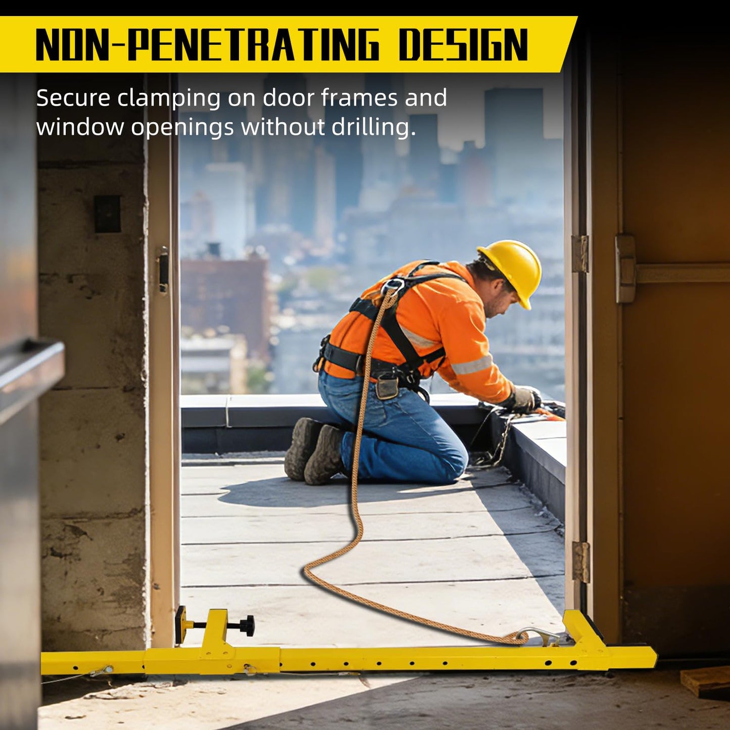 DOLEMODUO Adjustable Non-Penetrating Anchor, Reusable Temporary Fall Parapet Roofing Safety Anchor for Door & Window, Portable Safety Anchor for Construction & Home Use