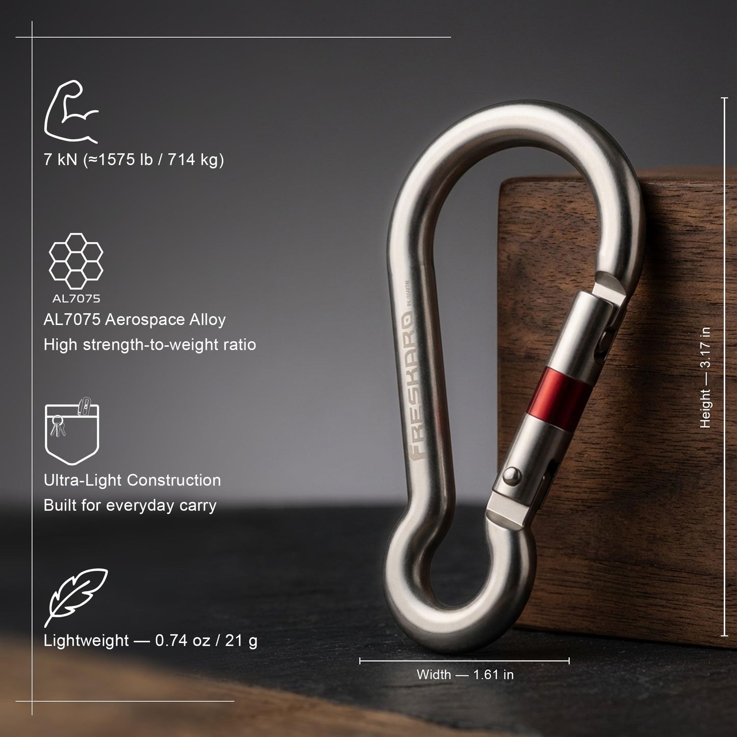 FresKaro Carabiner Clip, Heavy Duty Carabiners, Spring Snap Wire Gate Carbineers, Key and Keychain Karabiner 3inch, Strong Aluminum Caribiniers Hook, Fitness Accessories, Gourd Clips, 3Pack
