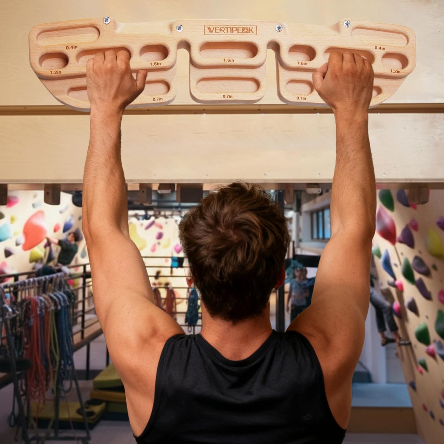 VERTIPEAK Wooden Climbing Hangboard with 2 Angle Slopes (15° & 45°) & 5 Depths Pockets, Rock Climbing Board for Finger Strength, Hanging Practice, Grip Endurance and Pull-up Training Indoor