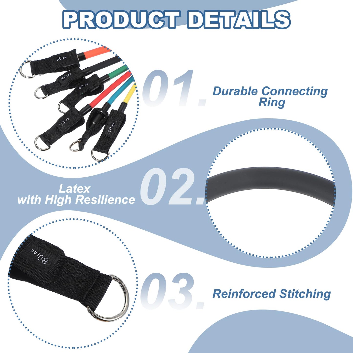 PATIKIL Resistance Tube Bands, 50 lbs Stackable Single Resistance Band Exercise Band Stretch Band for Working Out Man Home, Black