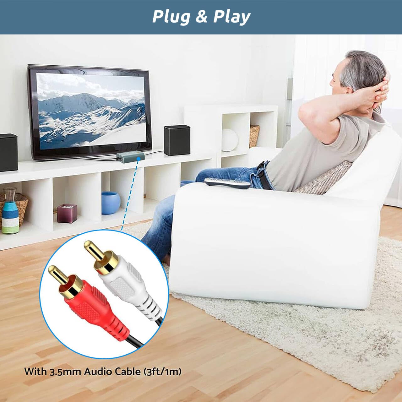 192kHz 7ft/2.1m 3.5mm 3.5 mm PS3 PS4 DAC Audio Converter Digital to Analog Audio Converter, Optical Audio to RCA AUX