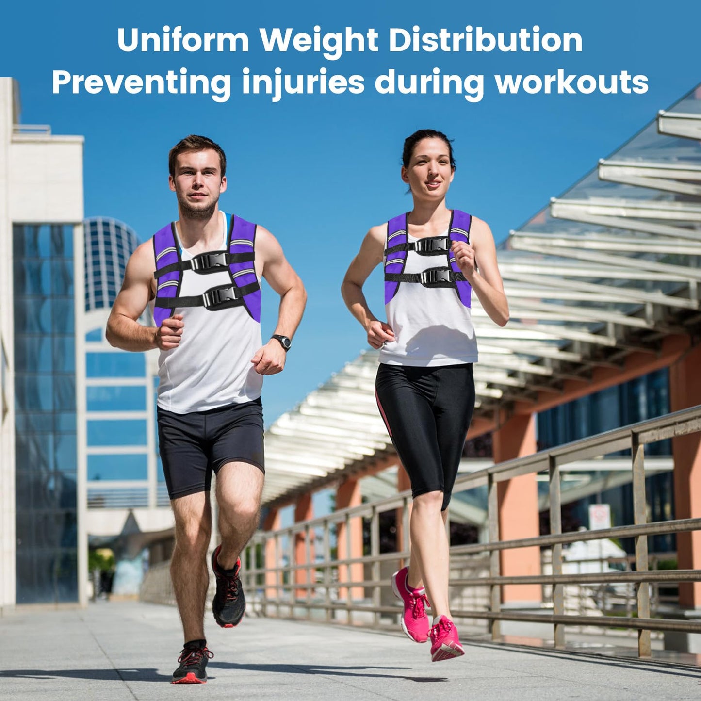 16Lb Purple Weighted Vest with Two Adjustment Straps for Men Women, Weight Vest with Reflective Stripes for Workout, Strength Training, Running, Fitness, Muscle Building, Weight Loss, Weightlifting