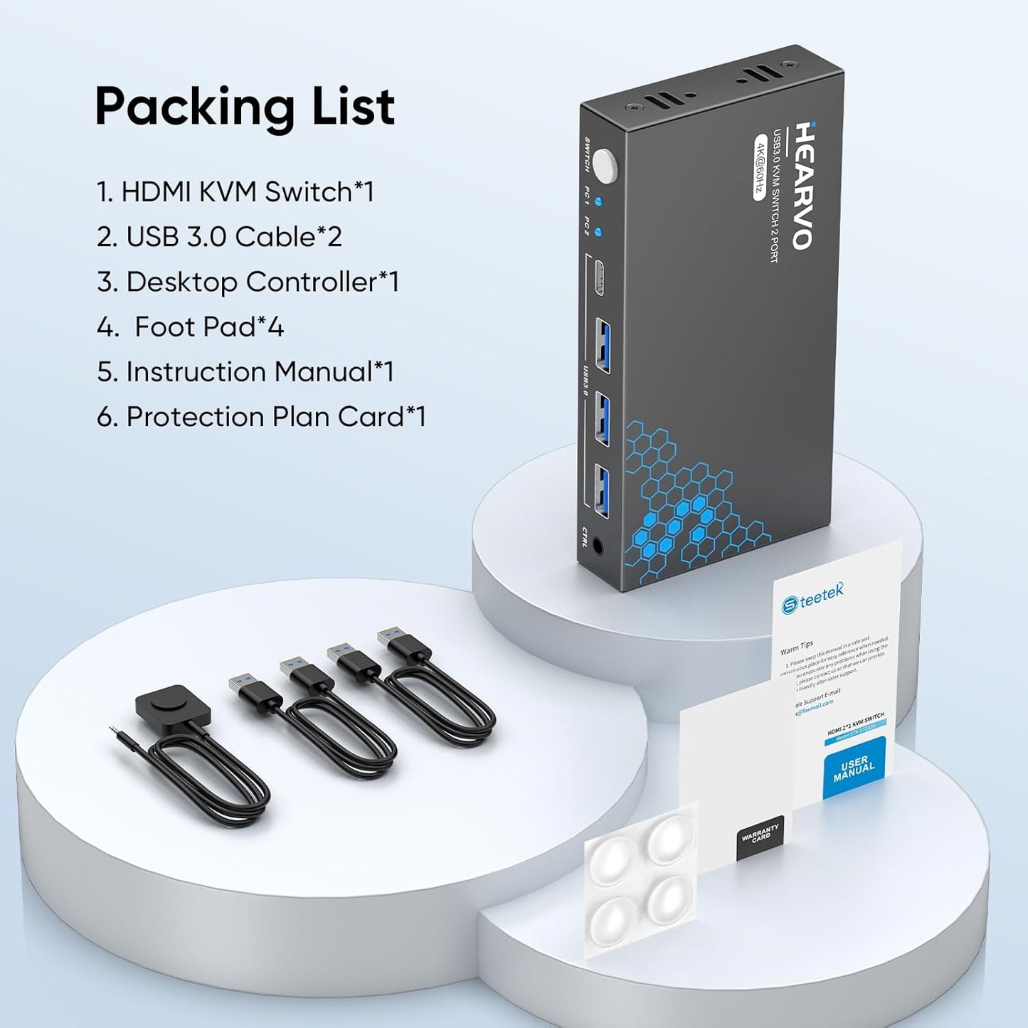 3.0 1 2 4K@60Hz 2 2USB -S7232H Hearvo USB HDMI KVM Switch Monitors Computers, KVM Switches for Computers Sharing