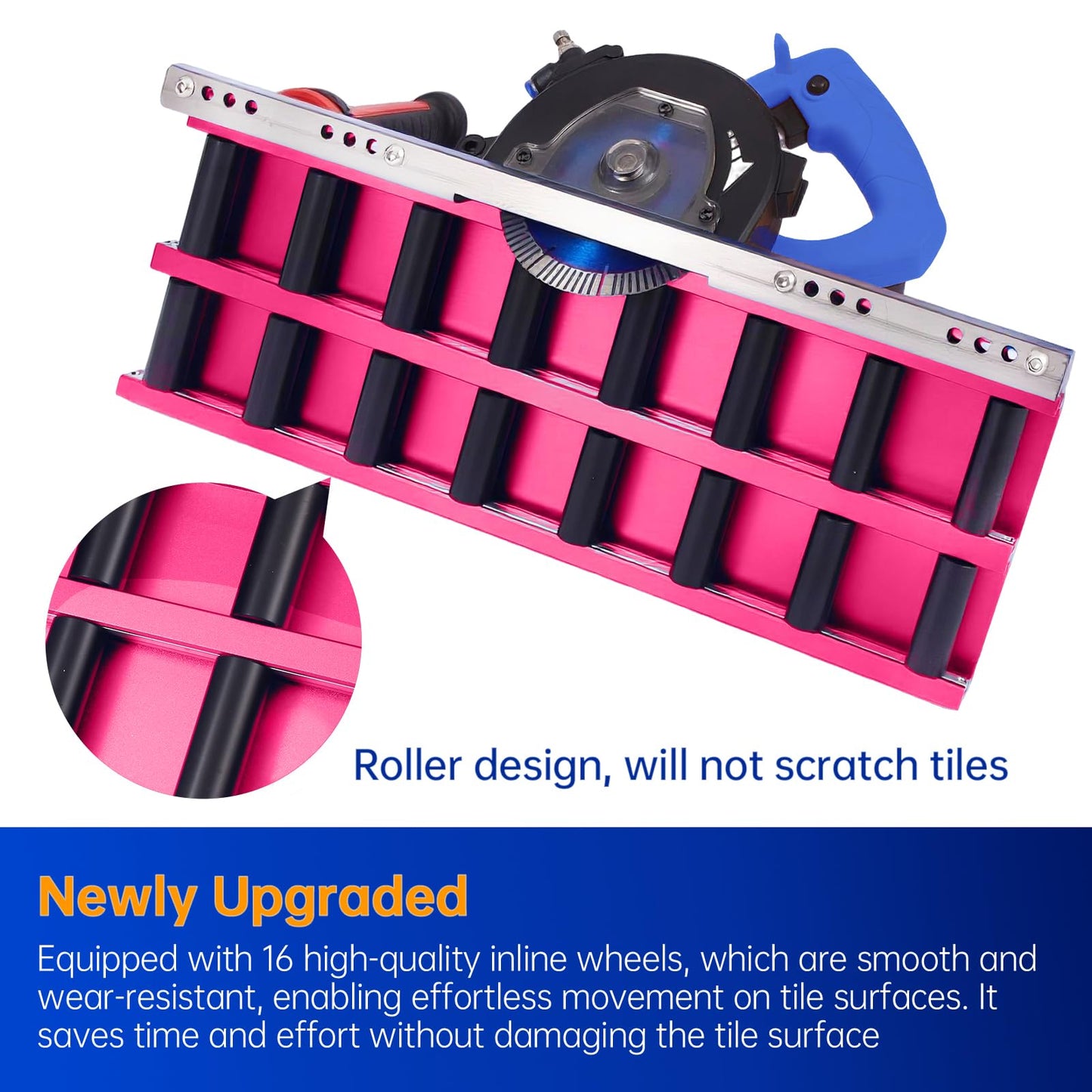 Tile Beveling Tool, 43° Chamfer Machine with 16-Roller Base, Water Cooling & Dust Bag, Edge Bevel Cutter for Porcelain, Ceramic Tile, Marble & Stone