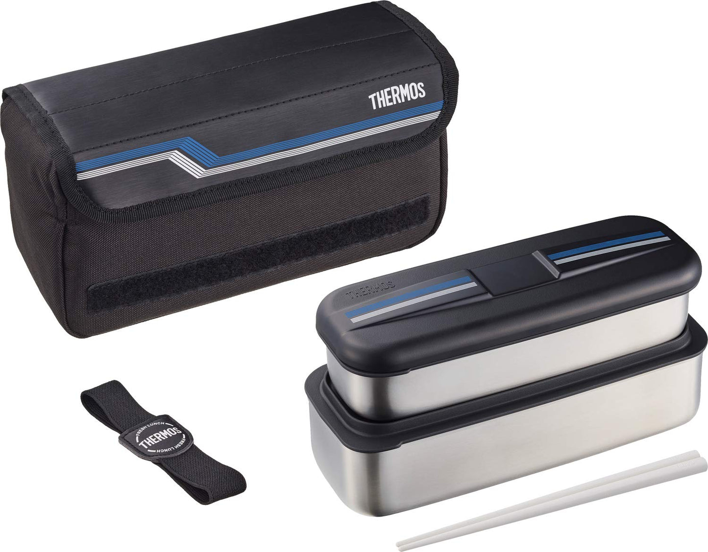 Thermos DSD-1104W L-BK Fresh Lunch Box, 3.4 fl oz (1,100 ml), Line Black