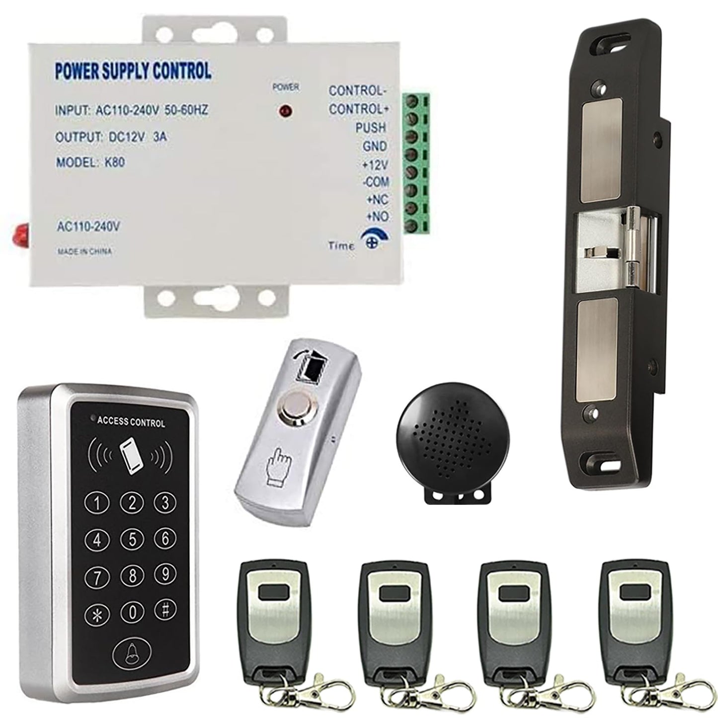 MENGQI-CONTROL Panic Bar Electric Strike System for Fire Exit Emergency Crash Bar Door Remote Open Access Control Buzzer-in Kit