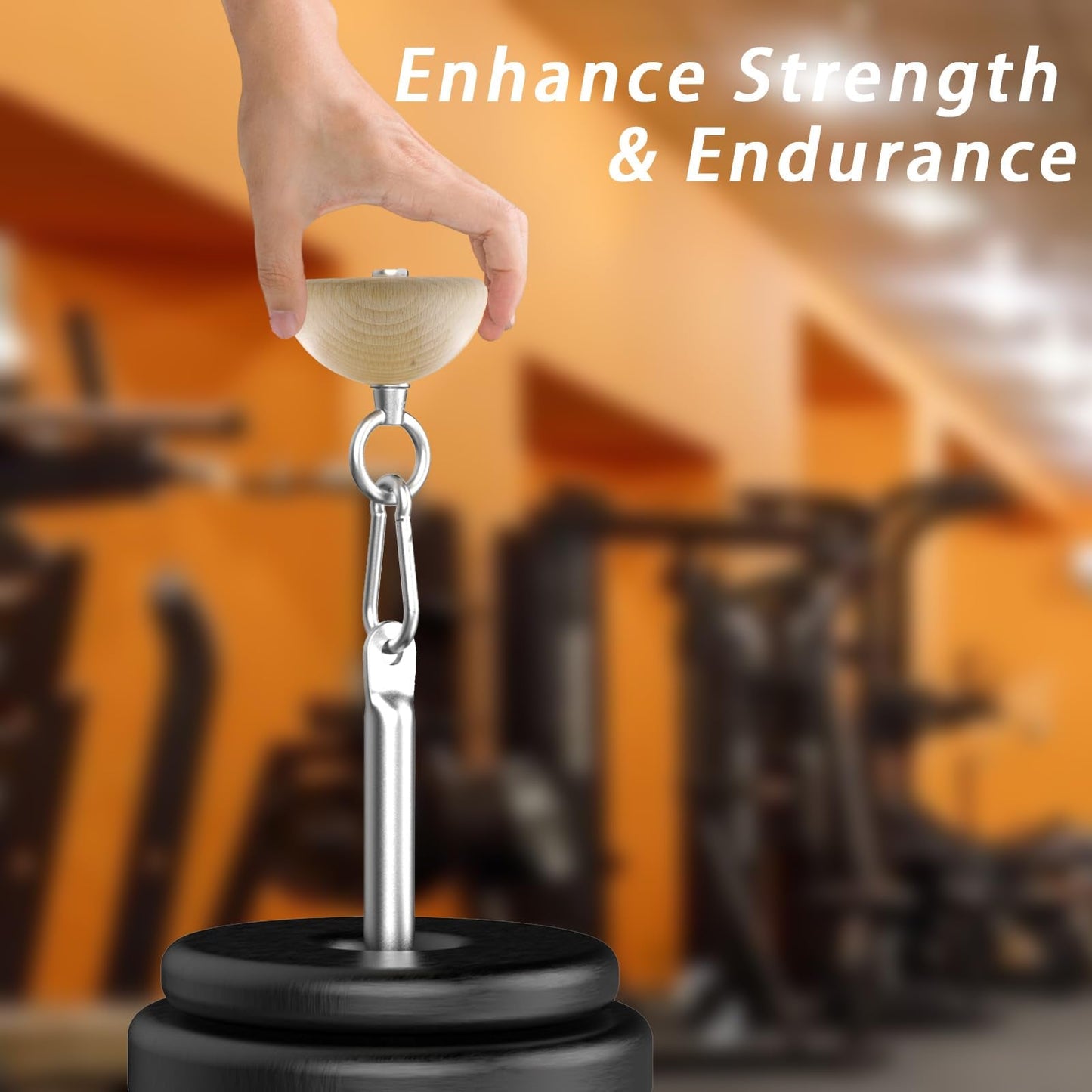 WRIST FIGHT Wooden Grip Balls for Pull-Ups – 2-in-1 Flat Top & Half-Sphere Design – Beech Wood Forearm Strength Trainer with Straps & Metal Clips – for Climbers & Athletes