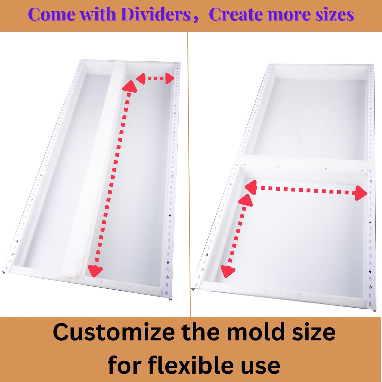 Kalinta Epoxy Mold with Divider Adjustable- 47x19.5x3in No-Seal Resin Plastic Mold Integrated Clamping System - Perfect for Beginners & Experienced Artists - Ideal for Creative Resin Art Projects