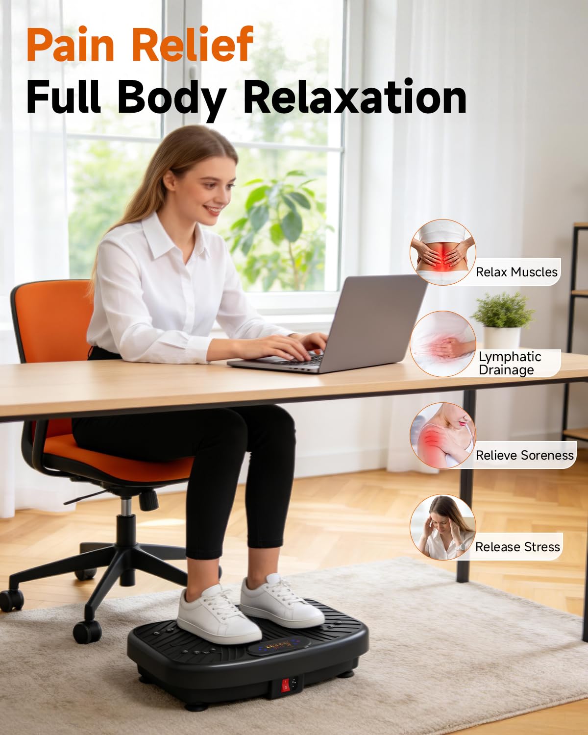 WATEYA Vibration Plate Exercise Machine, Vibrating Platform for Lymphatic Drainage with 200 Adjustable Speeds, Power Vibration Plate for Weight Loss & Fitness, Supports Max Weight 450 Lbs (Black)