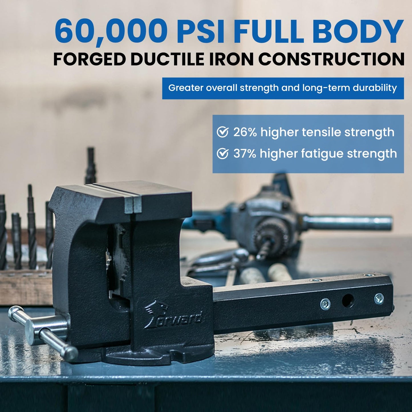 Forward 1705A 6-Inch Hitch Vise Truck Bench Vise Mount Trailer Fits 2" Hitch Receiver