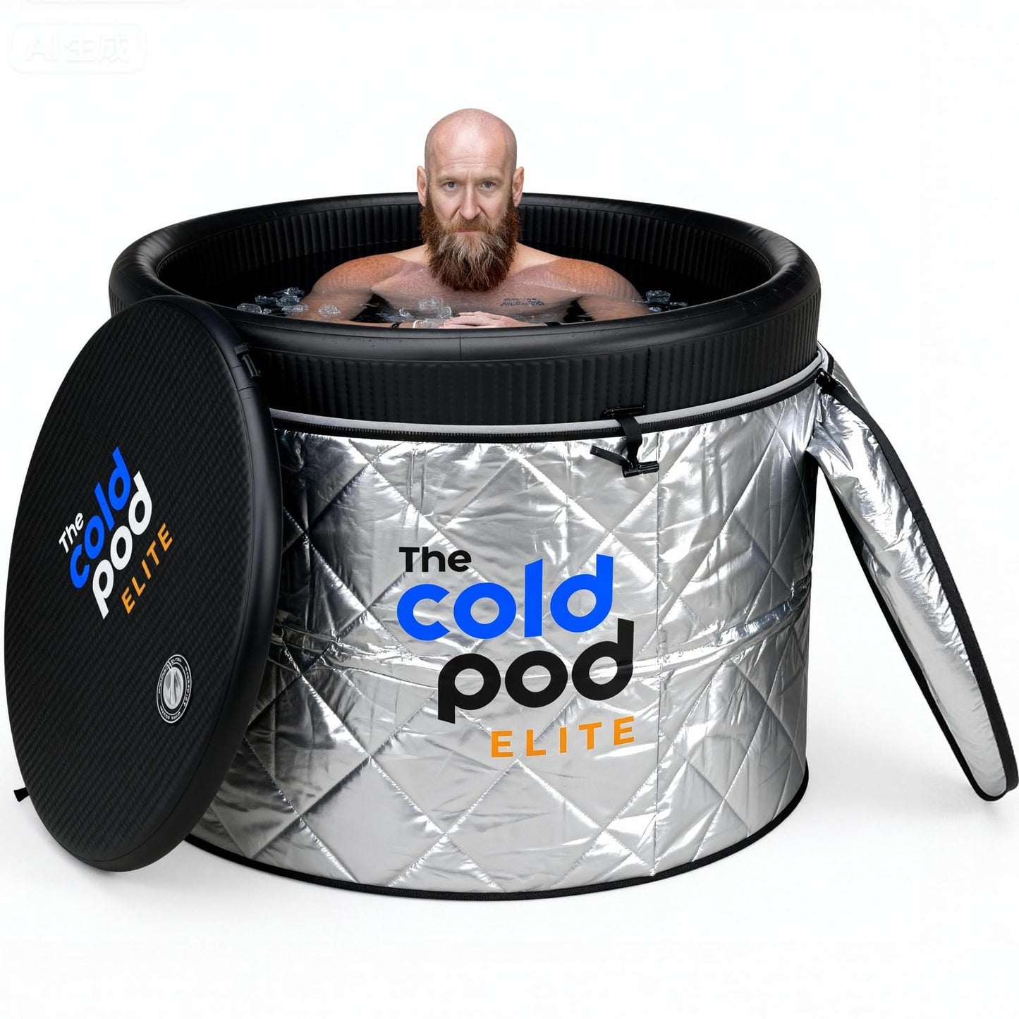 The Cold Pod Elite Insulated Ice Bath Tub, Portable Cold Plunge Tub with Insulated Spaceship Cover,Chiller Compatible (120 Gallon)