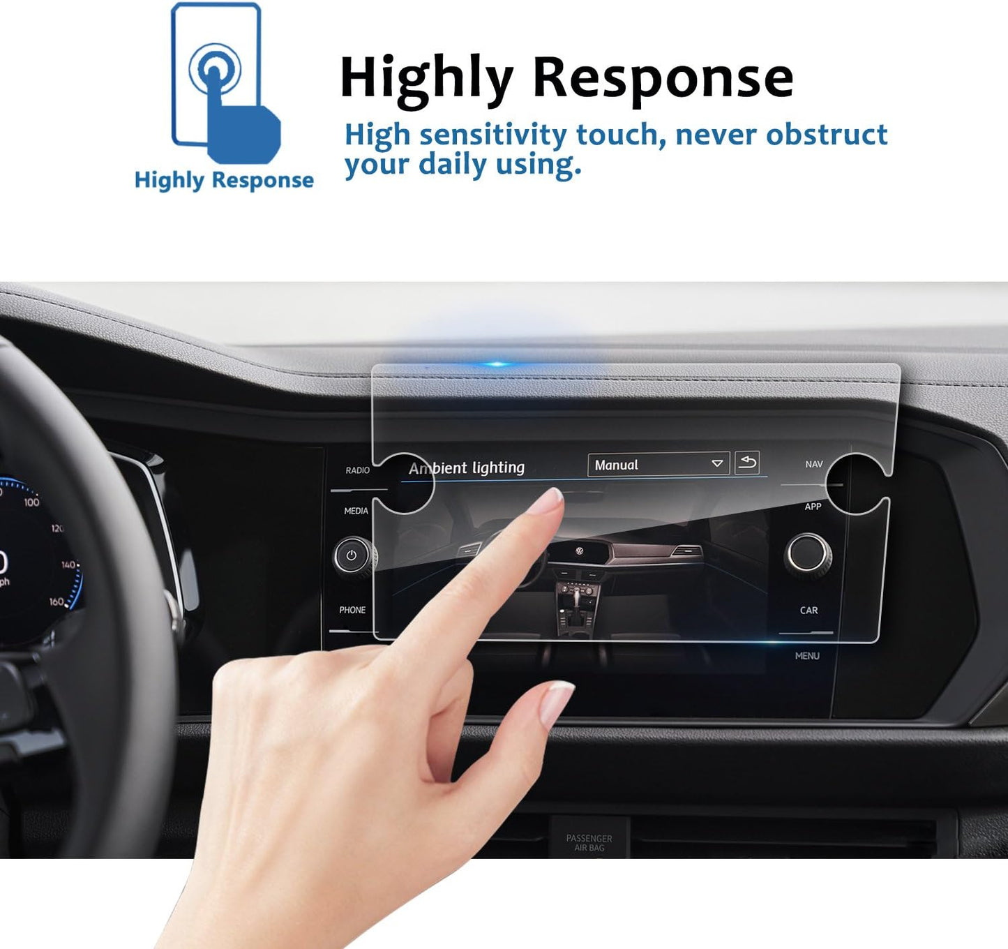 2019 2020 2021 2022 2023 2024 8-Inch 8-Inch LFOTPP Car Navigation Screen Protector for Jetta GLI Clear Tempered Glass