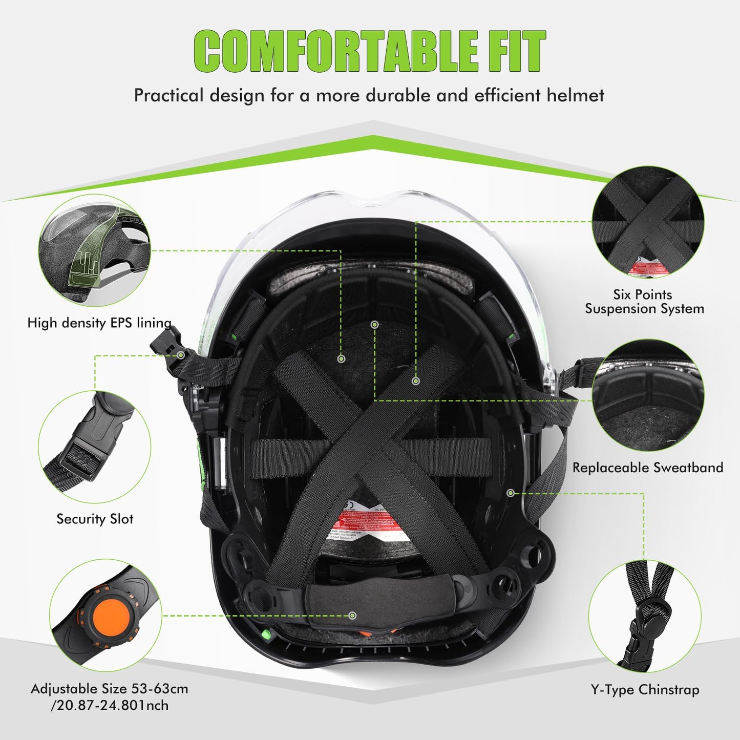 GREEN DEVIL X-Armor Series Hard Hat with Visor and Bluetooth Ear Muffs Vented ABS Work Hardhat for Men Women Cascos De Construccion Safety Helmet Ideal for Industrial & Construction