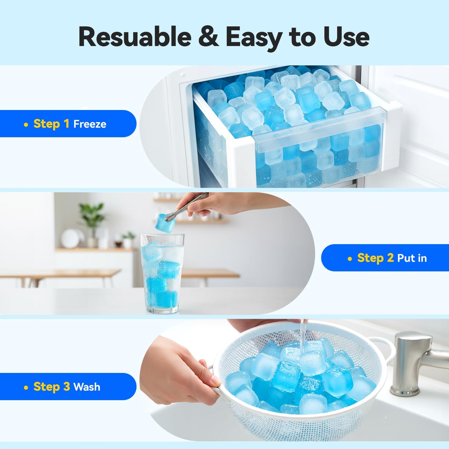 Nilpferd 360 Pack Reusable Ice Cubes for Drinks, BPA-Free Ice Packs for Lunch Boxes, Coolers, Refreezable Plastic Ice Cubes Without Diluting Drinks for Party Hosts & Outdoor Ice Baths Enthusiasts