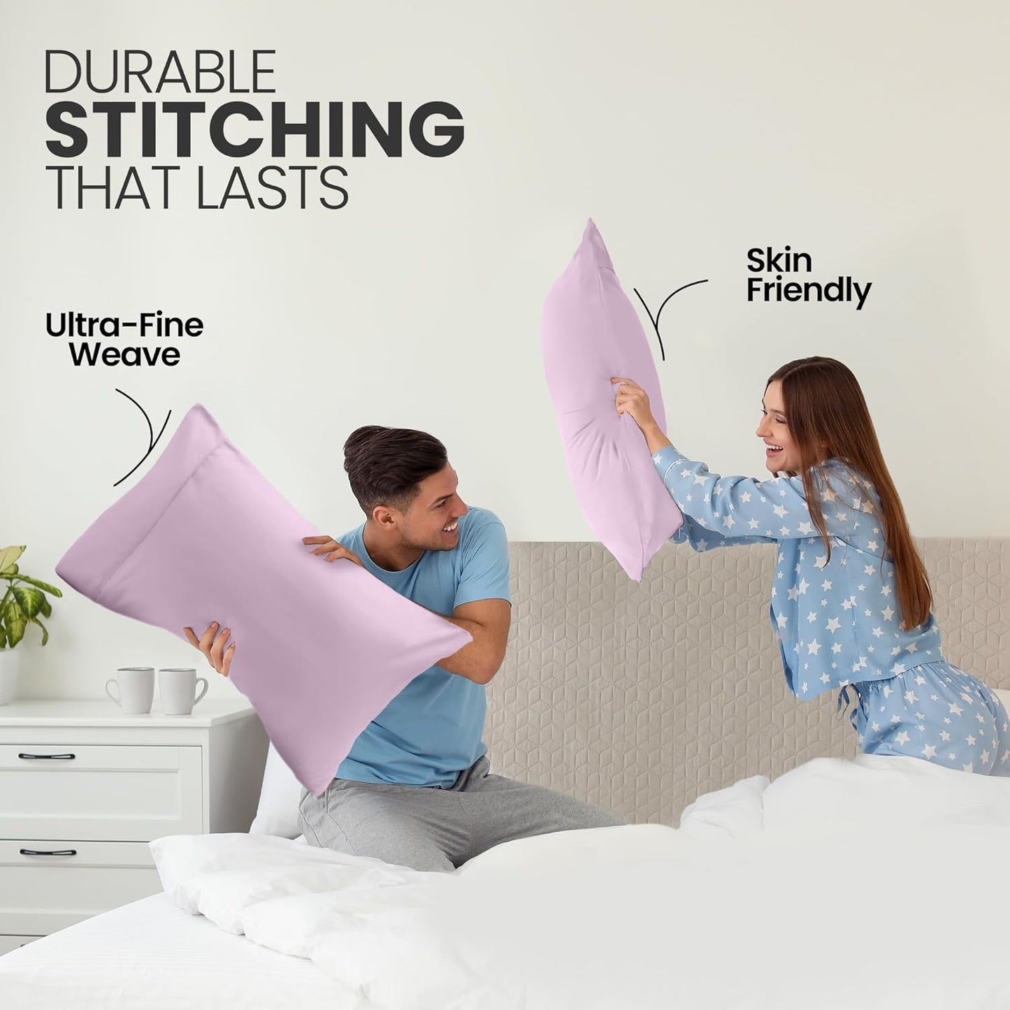 Utopia Bedding Queen Pillow Cases - Soft Brushed Microfiber - 2 Pack, Lavender, 20 x 30 Inches