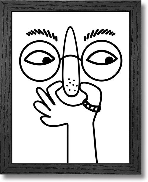 Funny Bathroom Wall Art | Black and White Humorous Canvas Print - 8x10 Inch Framed Decor