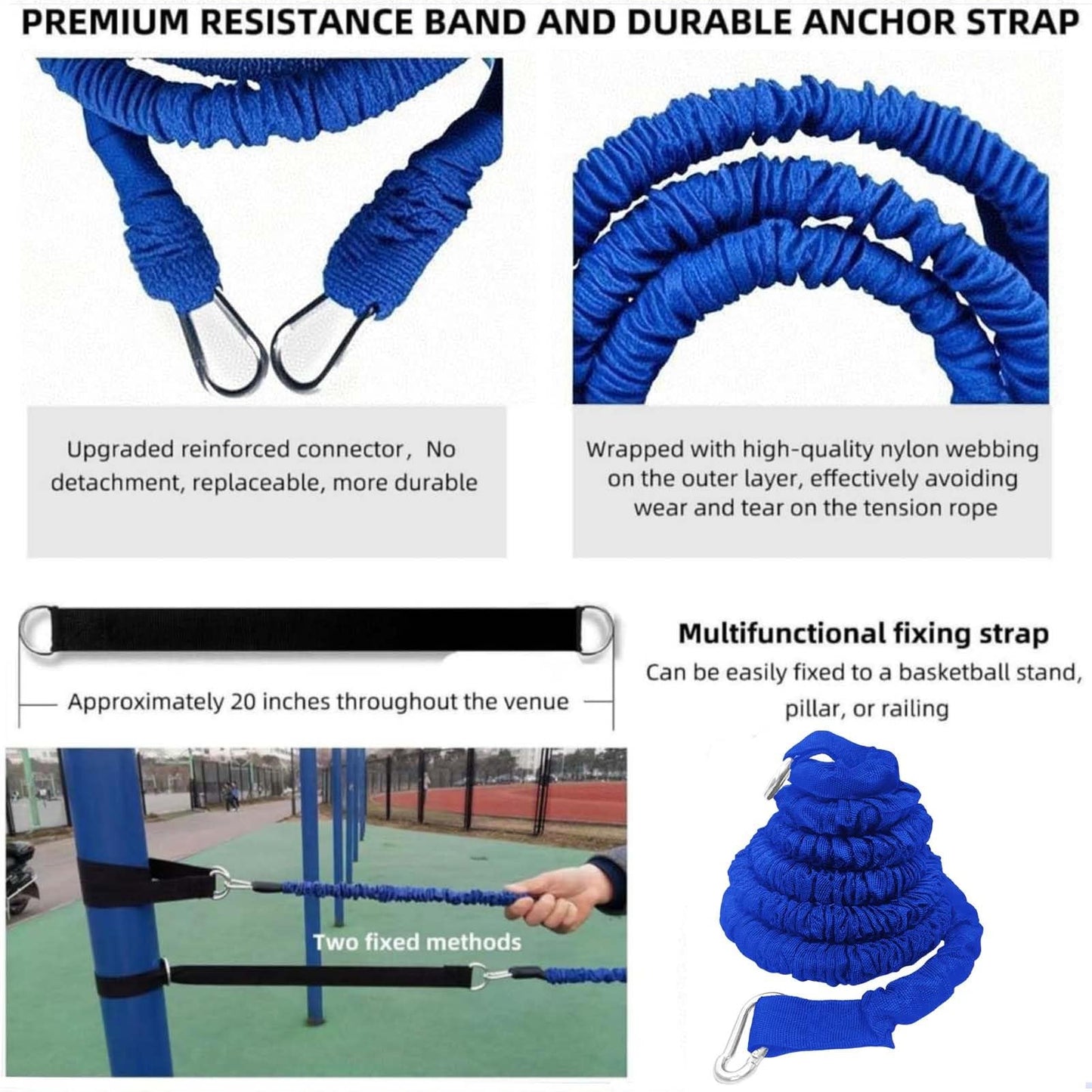 OYINDIZ Resistance Speed Training Set, 8pcs Exercise Explosive Force Bounce Physical Equipment Double Rope Improve Agility Power Strength for Jumping Basketball Tennis Football Volleyball