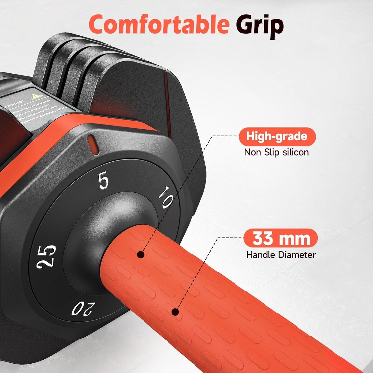 25LB Adjustable Dumbbell Set, Pair of Dumbbells Adjustable from 5LB to 25LB Each (Total 50LB), 15LB–55LB Options, Non-Slip Handle for Home Gym Strength Training