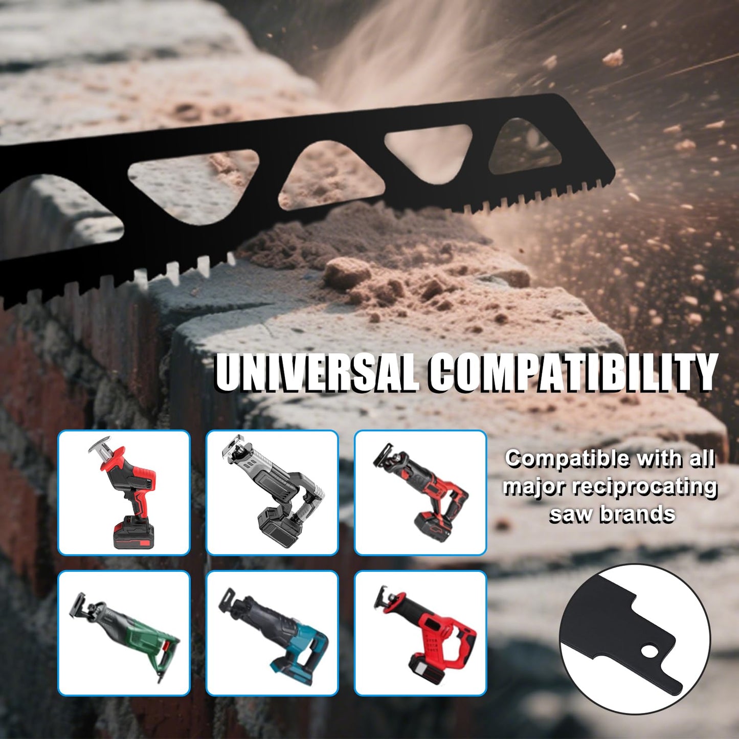 MUOZLOP 12 inch Masonry Reciprocating Saw Blades,2TPI Carbide Blade Strong teeths for Cutting Brick, Cement, Porous Concrete，3 Pack (3, 12 inch)