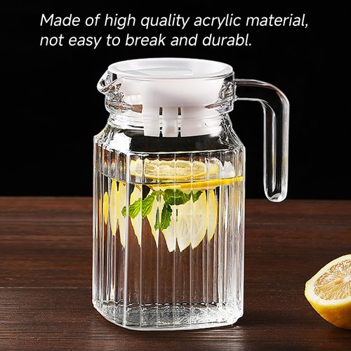 Ktsxxops 17 oz Small Plastic Carafe with Lid and Spout, 500ml Small Clear Water Jug for Hot/Cold Water, Iced Tea Pitcher for Coffee, Mini Juice and Homemade Beverage Carafe (500ml)