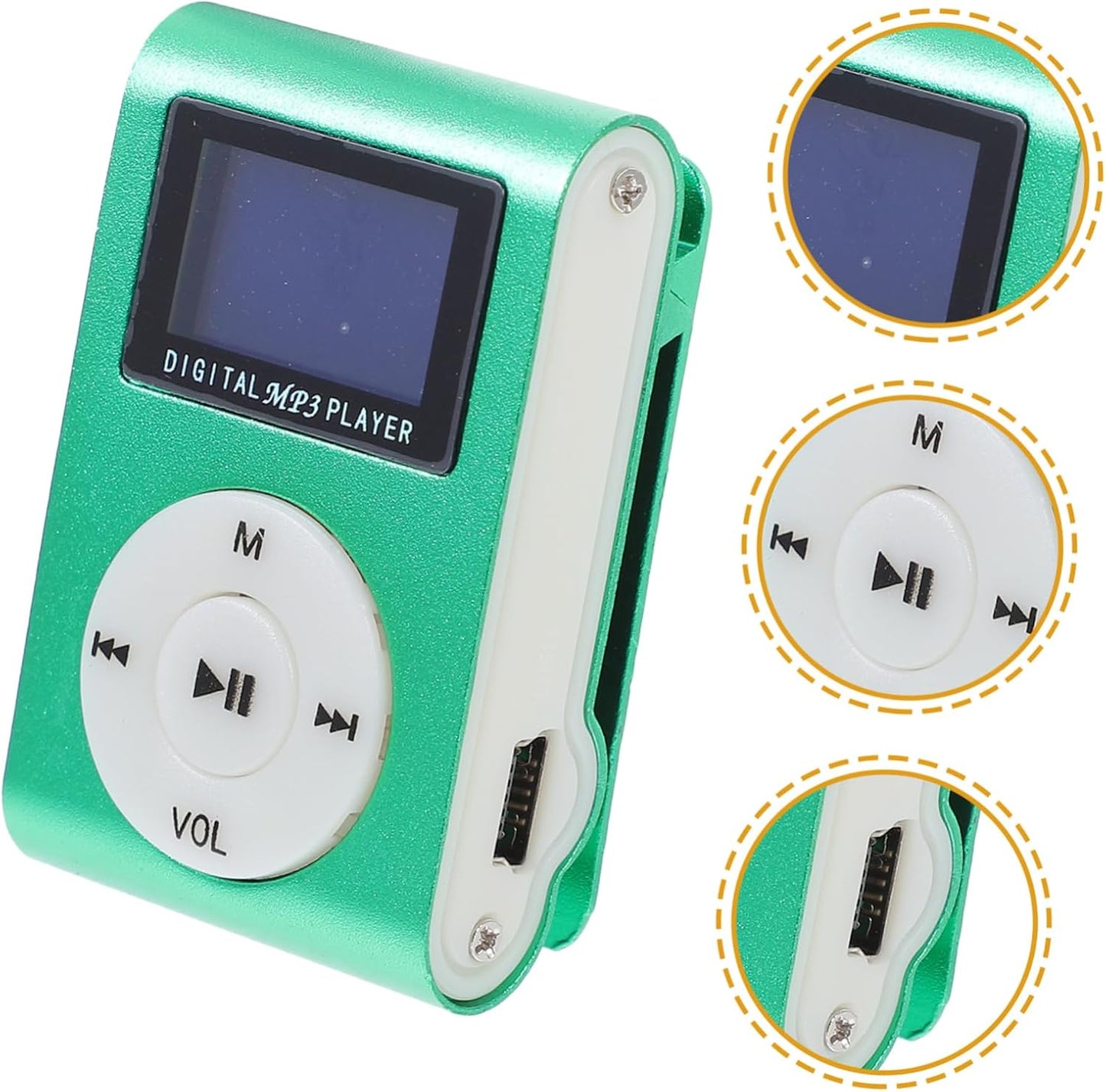 FELTECHELECTR 32gb Mini USB Aluminum Player LCD Screen Micro Card Slot Stylish Compact Design Portable Music Player