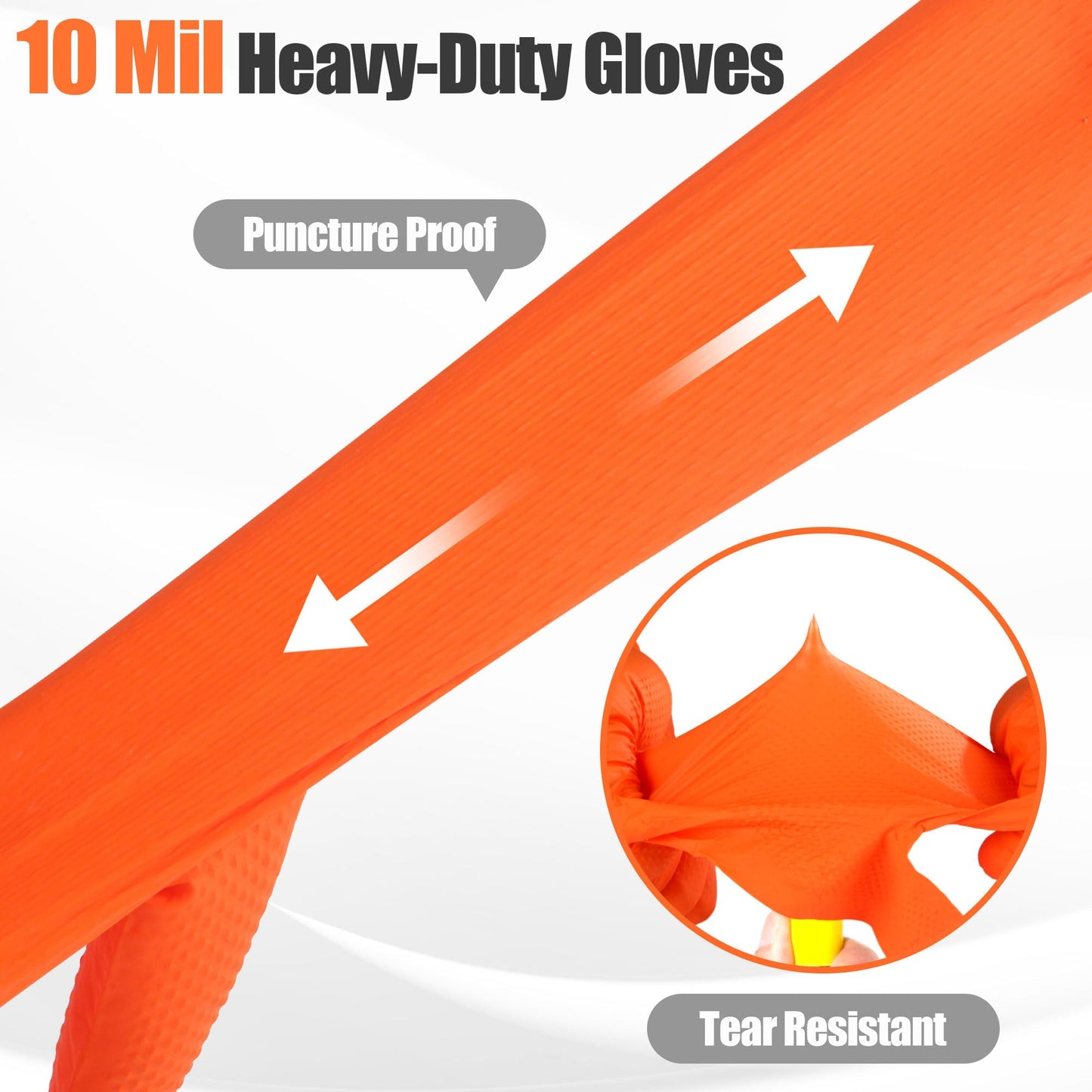 TREEGO Orange Nitrile Gloves 10 Mil Heavy Duty Disposable Latex Free Gloves – Diamond Grip Mechanic Gloves for Automotive Construction Work, Medium, 1000 Count Case