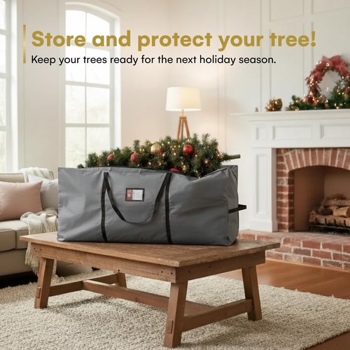 Holiday Spirit Christmas Tree Storage Bag - Heavy-Duty Waterproof Design with Reinforced Handles | Fits 7.5ft Tree, Protects from Dust & Moisture - Charcoal