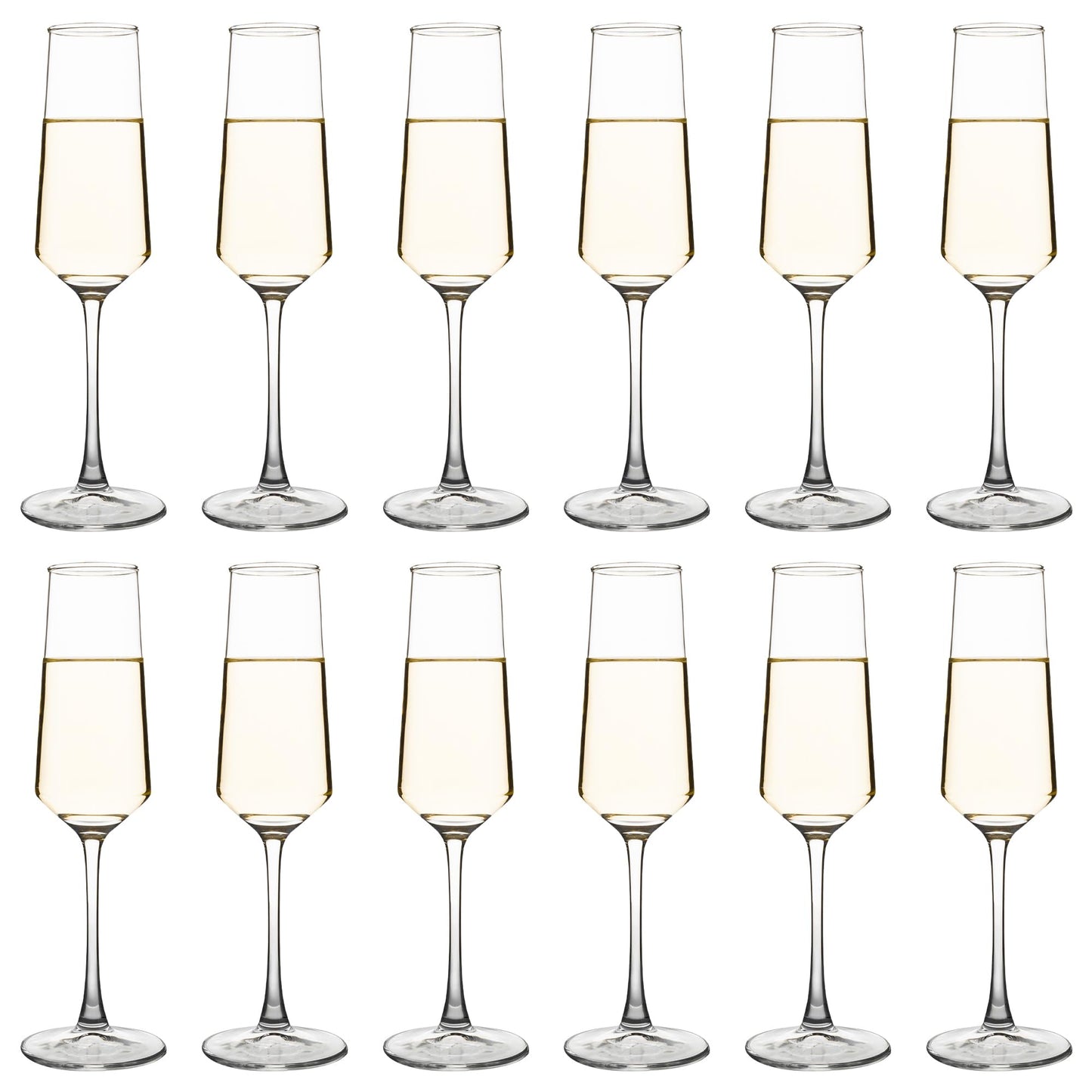 YANGNAY Champagne Flutes Set of 12, 7.5 oz Stemmed Champagne Glasses, Sparkling Wine Glasses for Party, Clear