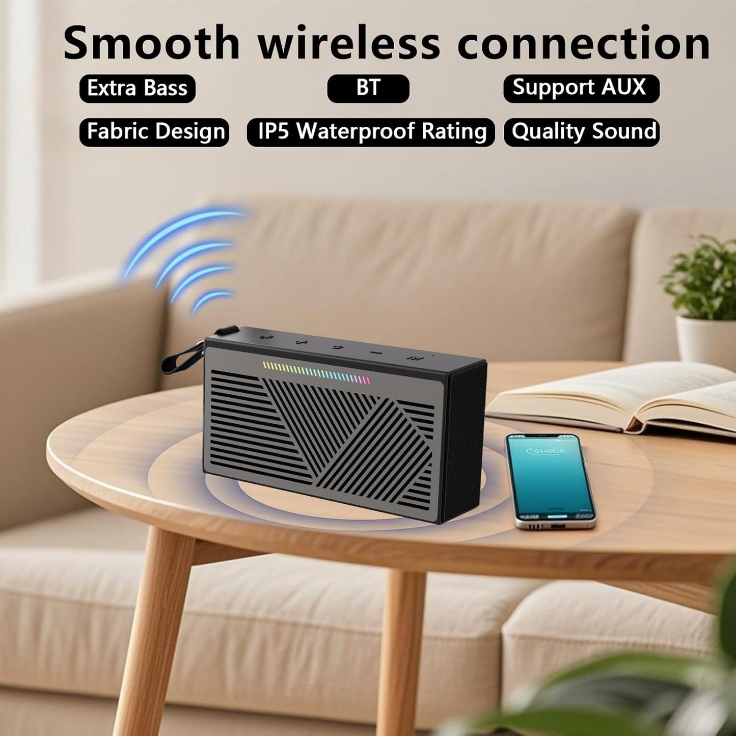 HDTABLET IPX5 Bluetooth5.3, Bluetooth Speaker, Portable Wireless Bluetooth Speakers with HD Sound, Waterproof Speaker