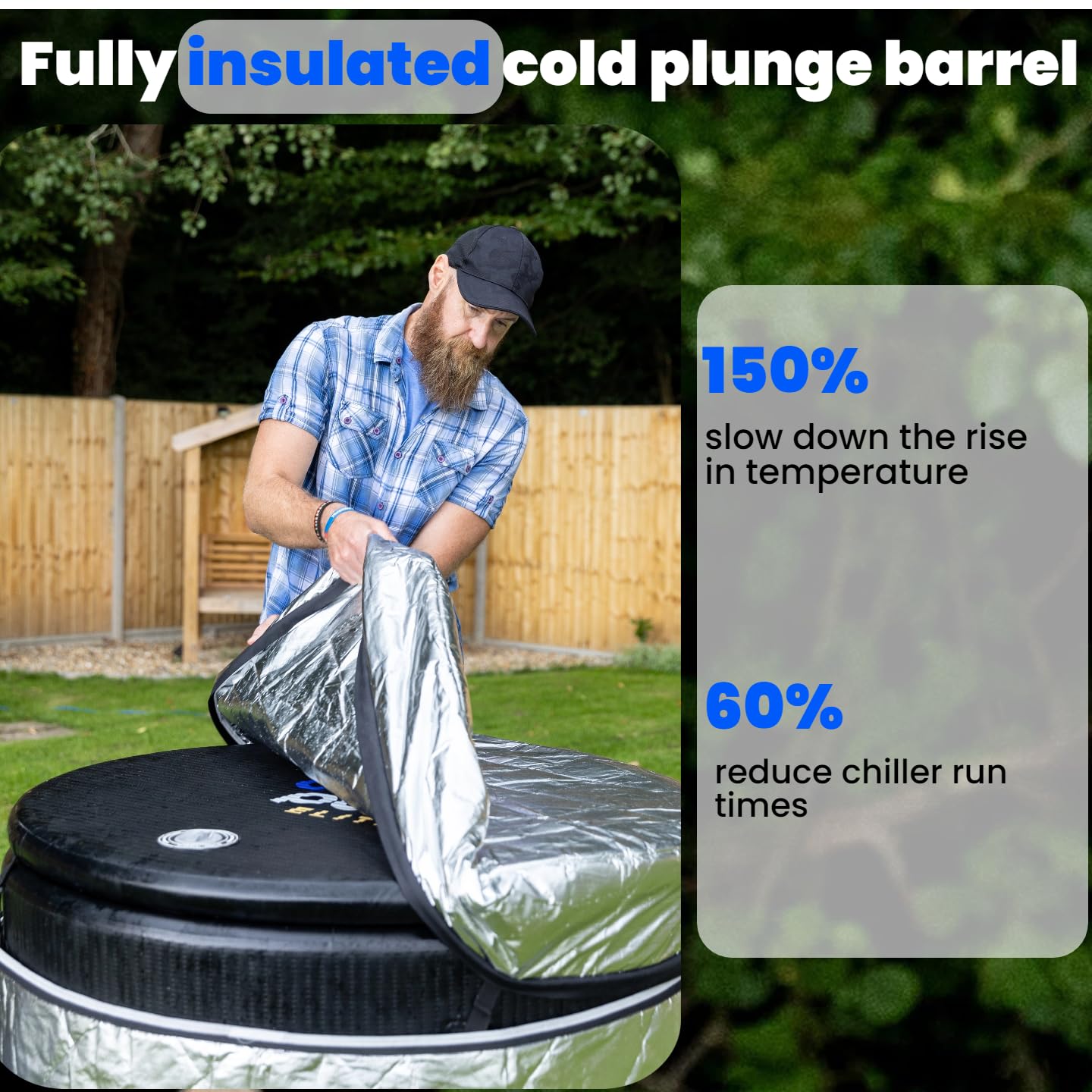 The Cold Pod Elite Insulated Ice Bath Tub, Portable Cold Plunge Tub with Insulated Spaceship Cover,Chiller Compatible (120 Gallon)