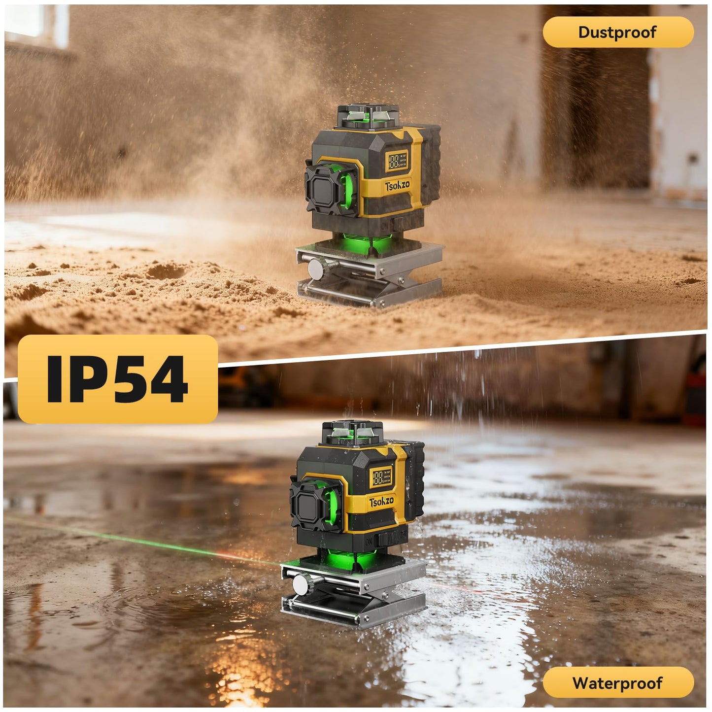 16 Lines Laser Level with Tripod - 360° Cross Line Laser with Tripod, 4D Green Laser Level, 4x360 Self Leveling Tool for Picture Hanging, Home Renovation, Indoor Project, 2 Batteries Included