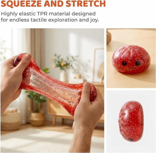 Glitter Dumpling Squishy | 2026 New Stress Relief Squeeze Toys | 4-Piece Mystery Box Set